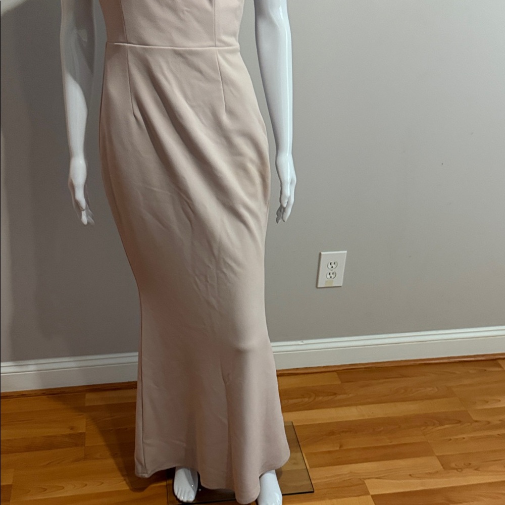 Katie May Legacy Off Shoulder Crepe Mermaid Gown Blush Maxi Dress Size 8 - Picture 7 of 13